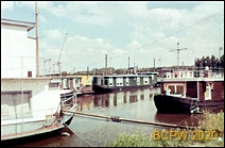 Domki pływające na barkach, widok zewnętrzny, Amsterdam, Niderlandy