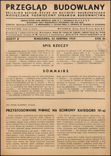 Przegląd Budowlany 1939 nr 8