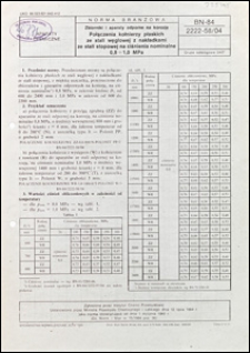 Zbiorniki i aparaty ze stali odpornej na korozję - Połączenia kołnierzy płaskich ze stali węglowej z nakładkami ze stali stopowej na ciśnienia nominalne 0,8 &divide; 1,0 MPa BN-84/2222-58/04 / instytucja opracowująca normę - Biuro Projekt&oacute;w Przemysłu Organicznego, Warszawa.