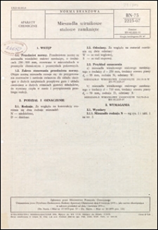 Mieszadła wirnikowe stalowe zamknięte BN-75/2225-07 / instytucja opracowująca normę - Biuro Projekt&oacute;w Przemysłu Organicznego, Warszawa.
