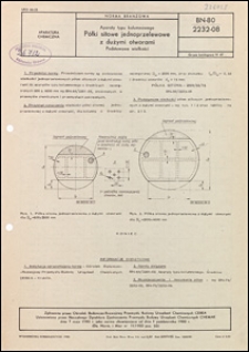 Aparaty typu kolumnowego - P&oacute;łki sitowe jednoprzelewowe z dużymi otworami - Podstawowe wielkości BN-80/2232-08 / instytucja opracowująca normę - Ośrodek Badawczo-Rozwojowy Przemysłu Budoy Urządzeń Chemicznych CEBEA - Krak&oacute;w.