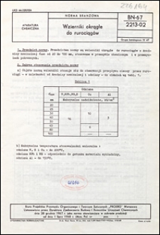 Wzierniki okrągłe do rurociąg&oacute;w BN-67/2213-02 / Instytucja opracowująca normę: Biuro Projekt&oacute;w Przemysłu Organicznego i Tworzyw Sztucznych "PROERG" Warszawa.