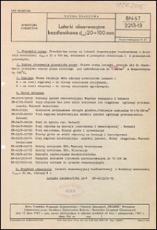 Latarki obserwacyjne bezdławikowe dnom = 20 ÷ 100 mm BN-67/2213-13 / Instytucja opracowująca normę: Biuro Projektów Przemysłu Organicznego i Tworzyw Sztucznych PROERG, Warszawa.