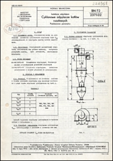 Instalacje odpylające - Cyklonowe odpylacze kotłów rusztowych - Podstawowe parametry BN-72/2371-02 / Przedsiębiorstwo Projektowania i Dostaw Urządzeń Ochrony Powietrza OPAM.
