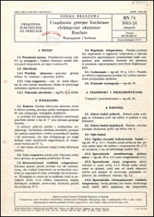 Urządzenia grzejne kuchenne elektryczne okrętowe - Patelnie - Wymagania i badania BN-74/3083-24 Arkusz 03 / autor projektu normy - Z. Halcewicz ; instytucja opracowująca normę - Centrum Techniki Okrętowej w Gdańsku.