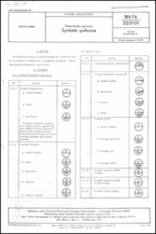 Teletechnika g&oacute;rnicza - Symbole graficzne BN-76/3201-01 / autorzy projektu normy - Mieczysław Hoszowski, Joanna Ujejska ; instytucja opracowująca normę - Ośrodek Badawczo-Rozwojowy System&oacute;w Mechanizacji, Elektrotechniki i Automatyki G&oacute;rniczej - Zakład Normalizacji i Typizacji.