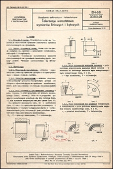 Urządzenia elektroniczne i teletechniczne - Tolerancje warsztatowe wymiarów liniowych i kątowych BN-68/3380-01 / Instytut Tele- i Radiotechniczny - Branżowy Centralny Ośrodek Normalizacyjny.