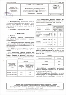 Armatura przemysłowa wydobywcza ropy naftowej - Wymagania i badania BN-76/5221-13 / autor projektu normy - Grzegorz Dudkowski ; instytucja opracowująca normę - Ośrodek Badawczo-Rozwojowy Armatury Przemysłowej w Kielcach.
