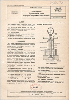 Wyroby azbestowe - Wyznaczanie zmian naprężeń w płaskich uszczelkach BN-68/5411-03 / Centralne Laboratorium Stosowania i Przetw&oacute;rstwa Tworzyw Sztucznych.