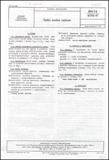 Szkło wodne sodowe BN-74/6016-41 / Zjednoczenie Przemysłu Nieorganicznego.