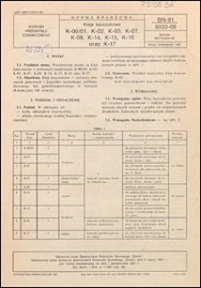 Kleje kauczukowe K-00/01, K-02, K-03, K-07, K-09, K-14, K-15, K-16 oraz K-17 BN-81/6033-09 / autor projektu normy - Jerzy Lewandowski ; instytucja opracowująca normę - Zjednoczenie Przemysłu Gumowego "Stomil", Ł&oacute;dź.