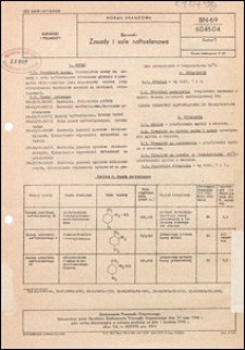 Barwniki - Zasady i sole naftoelanowe BN-69/6041-04 / Zjednoczenie Przemysłu Organicznego.
