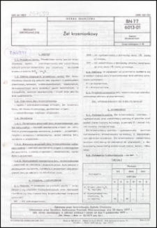 Żel krzemionkowy BN-77/6013-01 / Instytucja opracowująca normę - Inowrocławskie Zakłady Chemiczne.