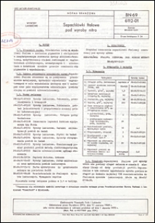 Szpachl&oacute;wki ftalowe pod wyroby nitro BN-69/6112-01 / Zjednoczenie Przemysłu Farb i Lakier&oacute;w.