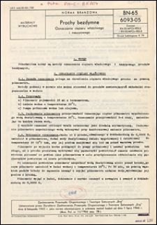 Prochy bezdymne - Oznaczanie ciężaru właściwego i nasypowego BN-65/6093-05 / Zjednoczenie Przemysłu Organicznego i Tworzyw Sztucznych "Erg".