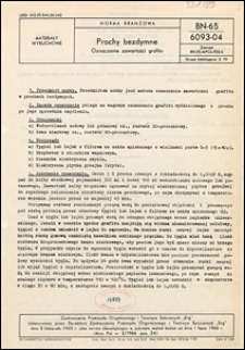 Prochy bezdymne - Oznaczanie zawartości grafitu BN-65/6093-04 / Zjednoczenie Przemysłu Organicznego i Tworzyw Sztucznych "Erg".