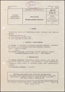 Odczynniki - Wodorotlenek barowy BN-75/6191-54 / instytucja opracowująca normę - Zakłady Chemiczne, Tarnowskie Góry.