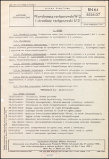 Wywoływacz rentgenowski W-2 i utrwalacz rentgenowski U-2 BN-64/6126-07 / Zjednoczenie Przemysłu Wł&oacute;kien Sztucznych.
