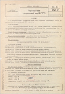 Wywoływacz rentgenowski szybki W13 BN-64/6126-01 / Zjednoczenie Przemysłu Wł&oacute;kien Sztucznych.