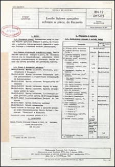 Emalie ftalowe specjalne schnące w piecu, do tłoczenia BN-72/6115-03 / Zjednoczenie Przemysłu Farb i Lakier&oacute;w.