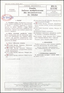 Emalia ftalowa modyfikowana dla okrętownictwa do chłodni BN-72/6115-06 / Zjednoczenie Przemysłu Farb i Lakier&oacute;w.