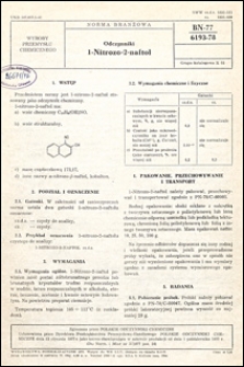 Odczynniki - 1-Nitrozo-2-naftol BN-77/6193-78 / instytucja opracowująca normę - Przedsiębiorstwo Przemysłowo-Handlowe POLSKIE ODCZYNNIKI CHEMICZNE.