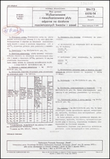 Płyty gumowe - Wulkanizowane i niewulkanizowane płyty odporne na działanie rozcieńczonych kwas&oacute;w i zasad BN-73/6616-14 Arkusz 12 / Zjednoczenie Przemysłu Gumowego "Stomil".