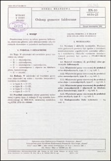 Osłony gumowe fałdowane BN-80/6616-21 / autor projektu normy - Bronisława Dmitrzak ; instytucja opracowująca normę - Zjednoczenie Przemysłu Gumowego "Stomil".