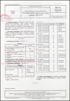 Niewulkanizowane płyty antykorozyjne - Charakterystyka techniczna płyty rodzaju IZA-276 BN-74/6616-15 Arkusz 12 / Zjednoczenie Przemysłu Gumowego "Stomil".