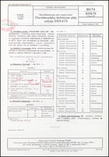 Niewulkanizowane płyty antykorozyjne - Charakterystyka techniczna płyty rodzaju EWA-673 BN-74/6616-15 Arkusz 08 / Zjednoczenie Przemysłu Gumowego "Stomil".