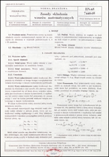 Zasady składania wzorów matematycznych BN-65/7440-05 / Centralne Laboratorium Poligraficzne.