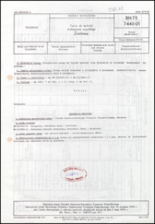Formy do techniki drukowania wypukłego - Zestawy BN-75/7440-01 / autor projektu normy - Ryszard Godlewski ; instytucja opracowująca normę - Ośrodek Badawczo-Rozwojowy Przemysłu Poligraficznego, Warszawa.