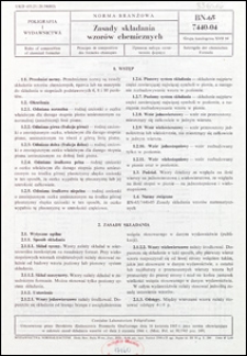 Zasady składania wzorów chemicznych BN-65/7440-04 / Centralne Laboratorium Poligraficzne.