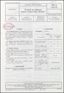Proszek do rafinacji stop&oacute;w drukarskich "Rafpol" BN-72/7442-10 / Centralne Laboratorium Poligraficzne.