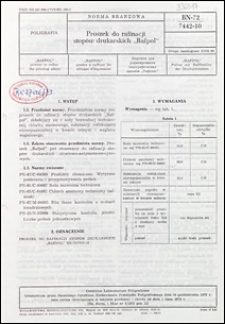 Proszek do rafinacji stopów drukarskich "Rafpol" BN-72/7442-10 / Centralne Laboratorium Poligraficzne.