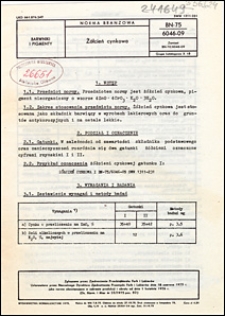 Żółcień cynkowa BN-75/6046-09 / autor projektu normy - Andrzej Król ; instytucja opracowująca normę - Zakłady Górniczo-Chemiczne Złoty Stok.
