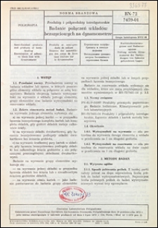 Produkty i p&oacute;łprodukty introligatorskie - Badanie połączeń wkład&oacute;w bezszyciowych na dynamometrze BN-72/7459-01 / Centralne Laboratorium Poligraficzne.
