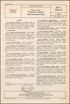 Statki powietrzne - Parametry układ&oacute;w elektroenergetycznych BN-71/9360-14 / Centralny Zarząd Lotnictwa Cywilnego.