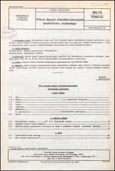 Arkusz danych charakterystycznych spadochronu osobowego BN-70/9360-13 / Centralny Zarząd Lotnictwa Cywilnego.