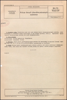 Arkusz danych charakterystycznych szybowca BN-70/9360-09 / Centralny Zarząd Lotnictwa Cywilnego.