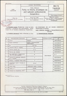 Farby offsetowe - Farby na blachę utrwalające się pod wpływem podwyższonej temperatury BN-72/7463-03 Arkusz 05 / Centralne Laboratorium Poligraficzne Oddział w Gdańsku.