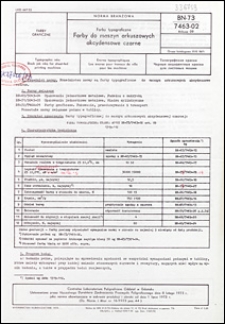 Farby typograficzne - Farby do maszyn arkuszowych akcydensowe czarne BN-73/7463-02 Arkusz 09 / Centralne Laboratorium Poligraficzne Oddział w Gdańsku.