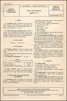 Kleje poliuretanowe - Iponil T-1 BN-81/6374-01 / autor projektu normy - Krystyna Spinek ; instytucja opracowująca normę - Zakłady Chemiczne ORGANIKA-ZACHEM w Bydgoszczy.