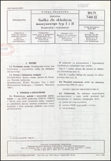 Zecerstwo - Szafka dla składacza maszynowego typ I i II - Konstrukcja i wyposażenie BN-71/7481-12 / Centralne Laboratorium Poligraficzne.