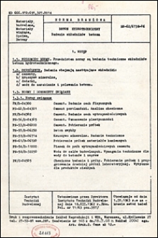 Beton hydrotechniczny - Badania składnik&oacute;w betonu BN-62/6738-06 / instytucja opracowująca normę - Instytut Techniki Budowlanej.