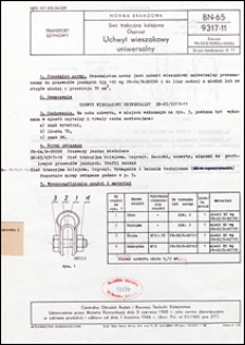 Sieć trakcyjna kolejowa - Osprzęt - Uchwyt wieszakowy uniwersalny BN-65/9317-11 / Centralny Ośrodek Badań i Rozwoju Techniki Kolejnictwa.