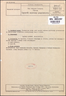 Sieć trakcyjna kolejowa - Osprzęt - Łącznik szynowy poprzeczny BN-67/9317-54 / Centralny Ośrodek Badań i Rozwoju Techniki Kolejnictwa.