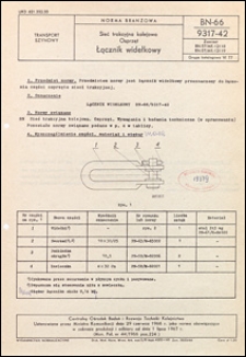 Sieć trakcyjna kolejowa - Osprzęt - Łącznik widełkowy BN-66/9317-42 / Centralny Ośrodek Badań i Rozwoju Techniki Kolejnictwa.