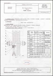 Sieć trakcyjna kolejowa - Osprzęt - Rolki linowe BN-68/9317-66 / Centralny Ośrodek Badań i Rozwoju Techniki Kolejnictwa.