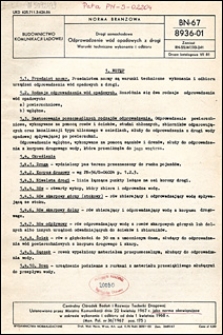 Drogi samochodowe - Odprowadzenie w&oacute;d opadowych z drogi - Warunki techniczne wykonania i odbioru BN-67/8936-01 / Centralny Ośrodek Badań i Rozwoju Techniki Drogowej.